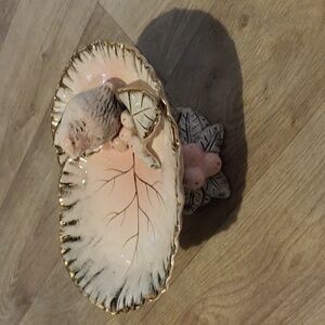 Vintage Ucagco Japan Porcelain Bird Flower Leaf Berries 1950's MCM trinket dish